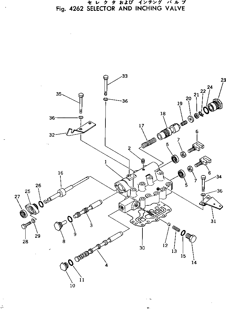Схема запчастей Komatsu D31A-17 - КЛАПАН УПРАВЛЕНИЯ ТРАНСМИССИЕЙ (SELECTOR И INCHING) ДЕМПФЕР И ТРАНСМИССИЯ