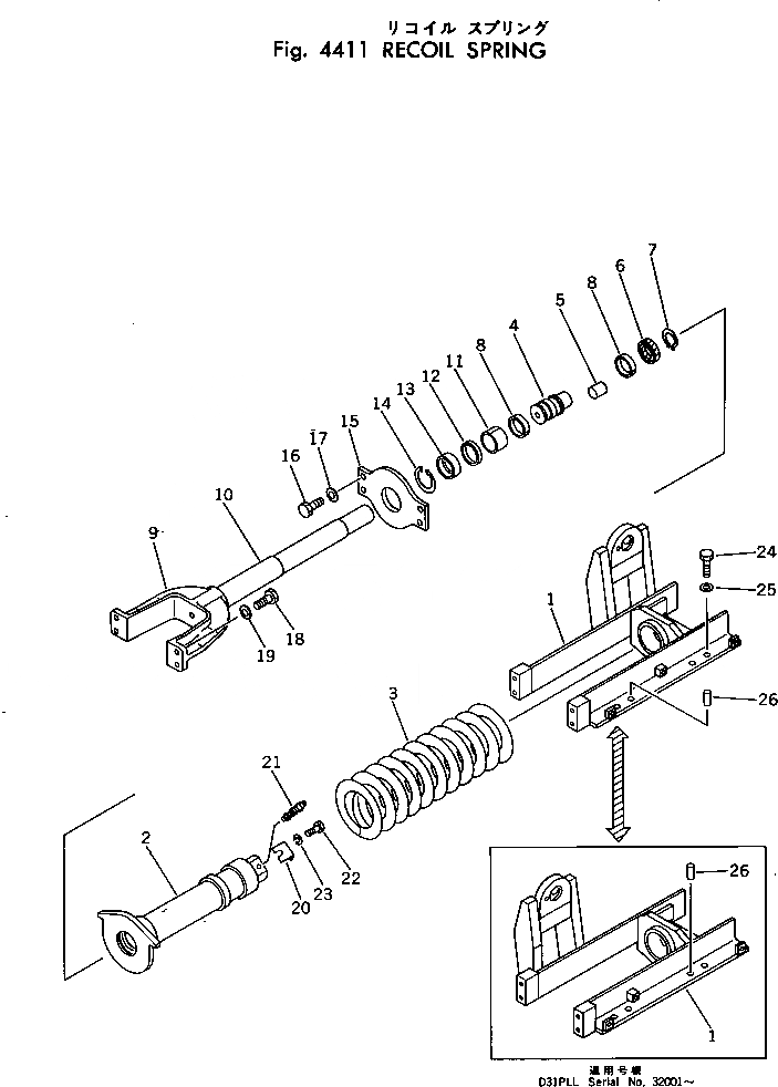 Схема запчастей Komatsu D31A-17 - ПРУЖИНА ГУСЕНИЦЫ