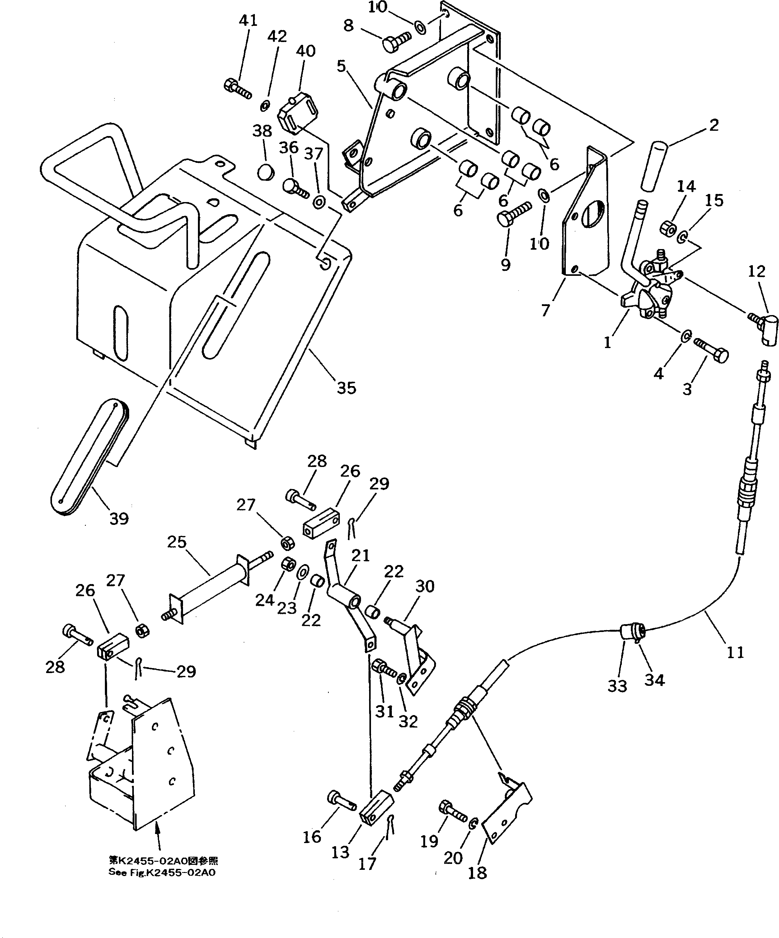 Схема запчастей Komatsu D31A-20 - РЫЧАГ УПРАВЛ-Я ПОДАЧЕЙ ТОПЛИВА (С АКСЕЛЕРАТОР ПЕДАЛЬ) ТОПЛИВН. БАК. AND КОМПОНЕНТЫ