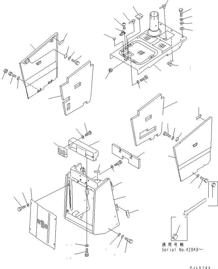 Схема запчастей Komatsu D31A-20 - ЗАЩИТА РАДИАТОРА AND КАПОТ(№7-) ЧАСТИ КОРПУСА