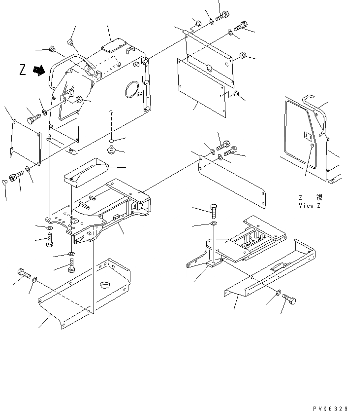 Схема запчастей Komatsu D31A-20 - ЗАДН. КРЫШКА И ГИДР. БАК. (ЧАСТИ ДЛЯ ОБСЛУЖИВАНИЯМАШИНЫ) ЧАСТИ КОРПУСА