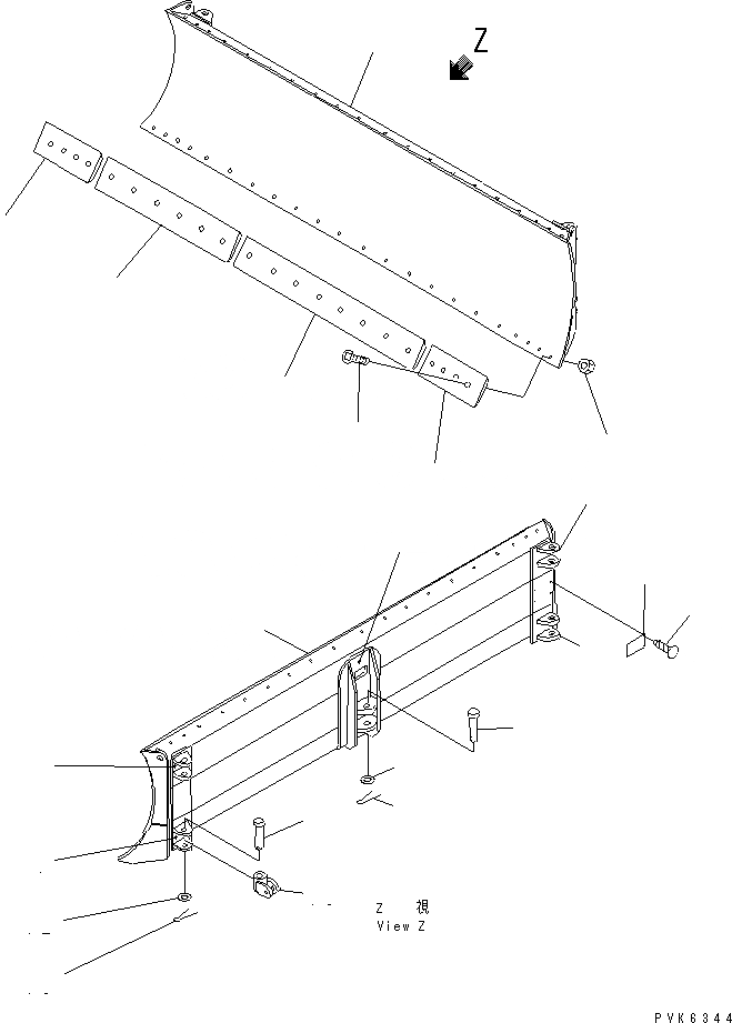 Схема запчастей Komatsu D31A-20 - ОТВАЛ С ИЗМ. УГЛОМ ПОВОРОТА РАБОЧЕЕ ОБОРУДОВАНИЕ