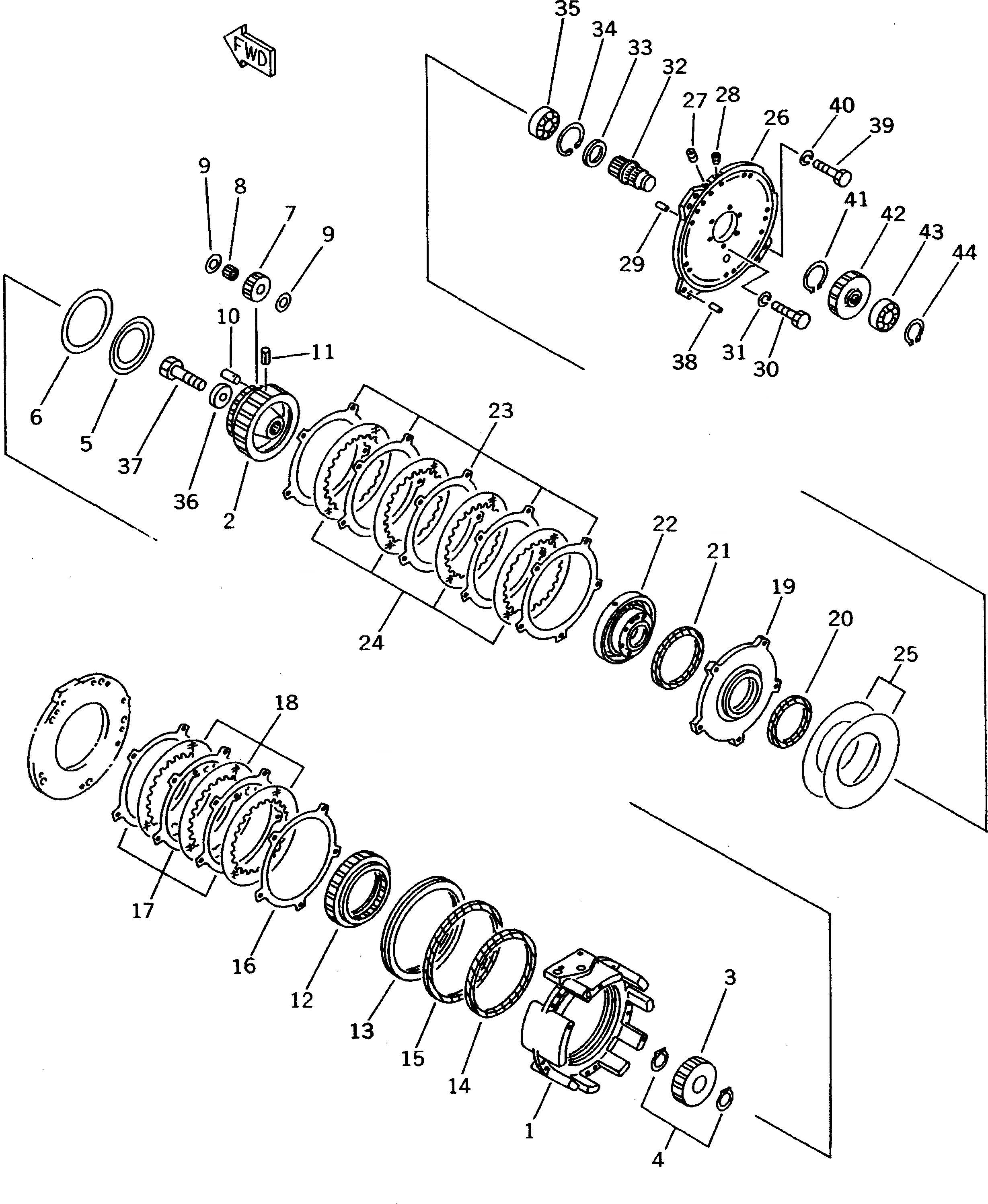 Схема запчастей Komatsu D31AM-20 - ТЯГОВ. ЛЕБЕДКА (ПЕРЕКРУТКА МУФТА /) РАБОЧЕЕ ОБОРУДОВАНИЕ