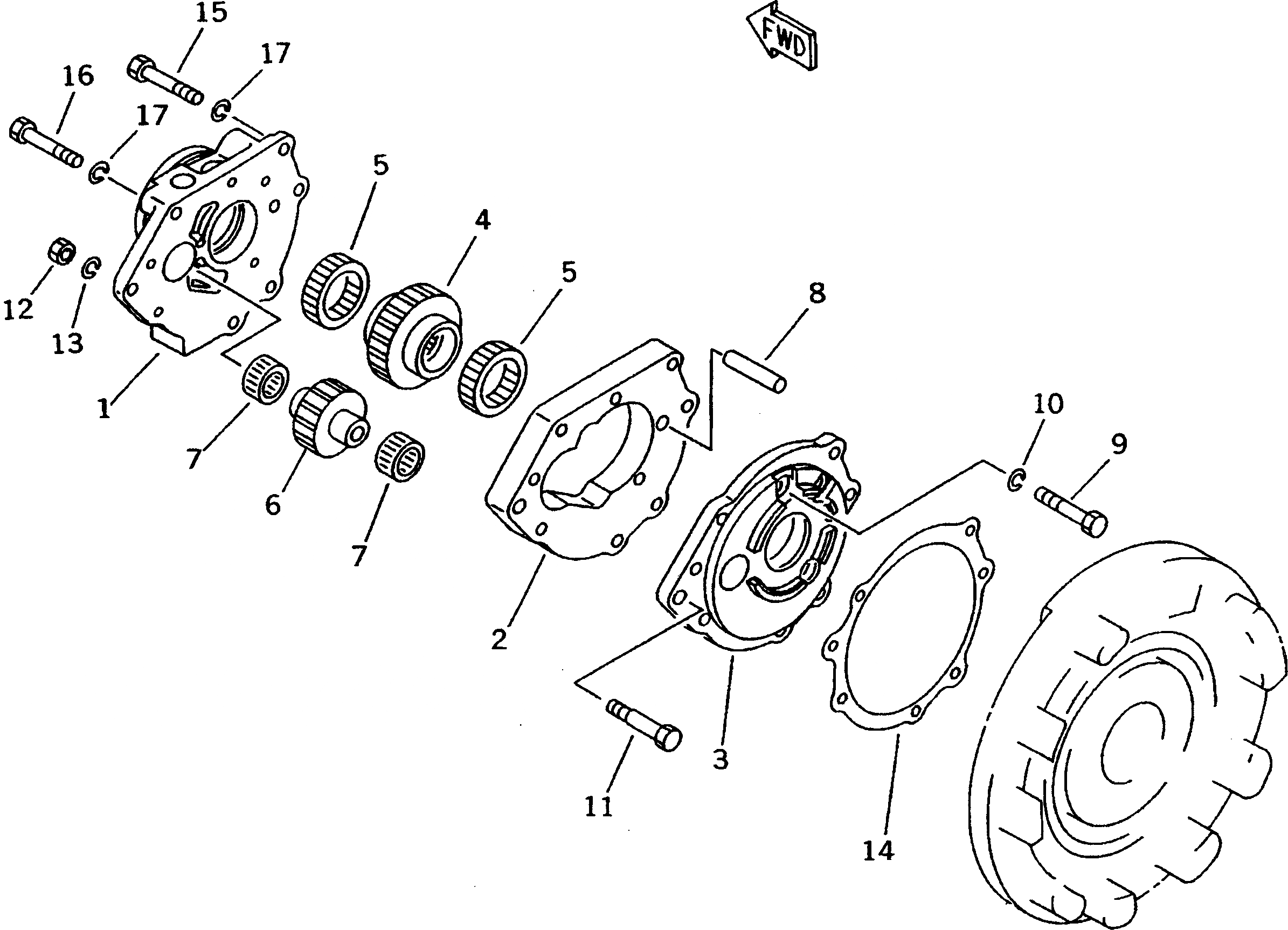 Схема запчастей Komatsu D31AM-20 - ТЯГОВ. ЛЕБЕДКА (ЛЕБЕДКА НАСОС) РАБОЧЕЕ ОБОРУДОВАНИЕ