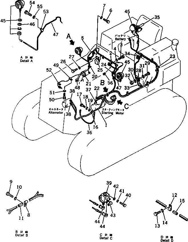 Схема запчастей Komatsu D31E-17 - ЭЛЕКТРИКА КОМПОНЕНТЫ ДВИГАТЕЛЯ И ЭЛЕКТРИКА