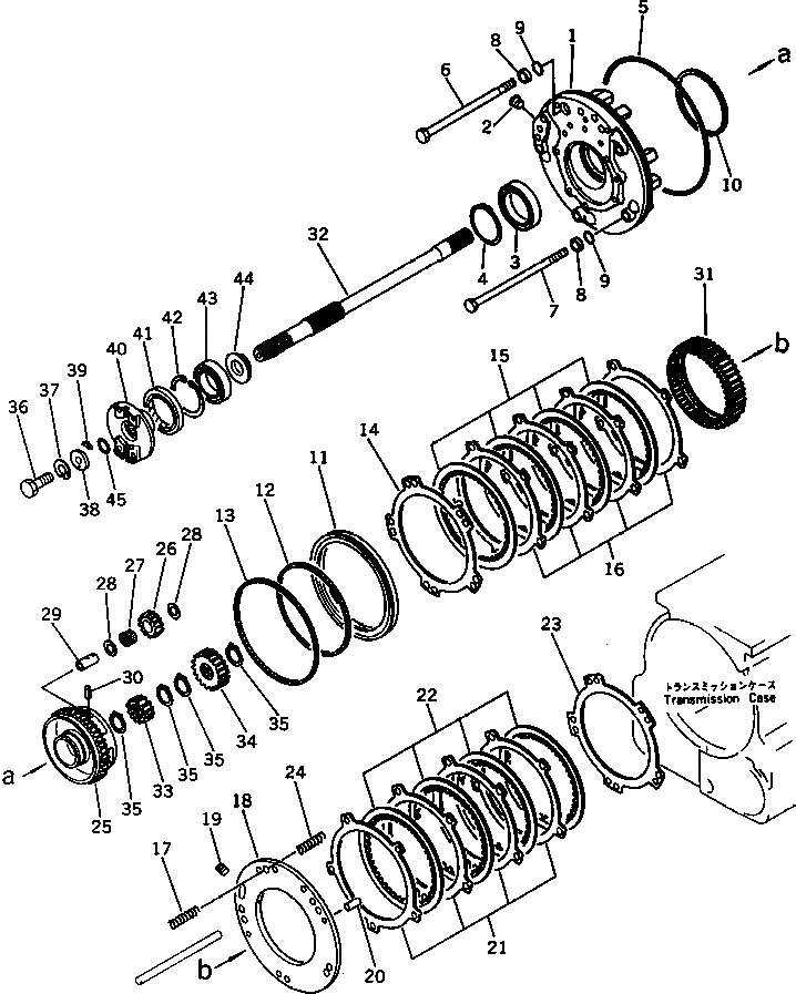 Схема запчастей Komatsu D31E-17 - КОЖУХ РЕВЕРСА ДЕМПФЕР И ТРАНСМИССИЯ