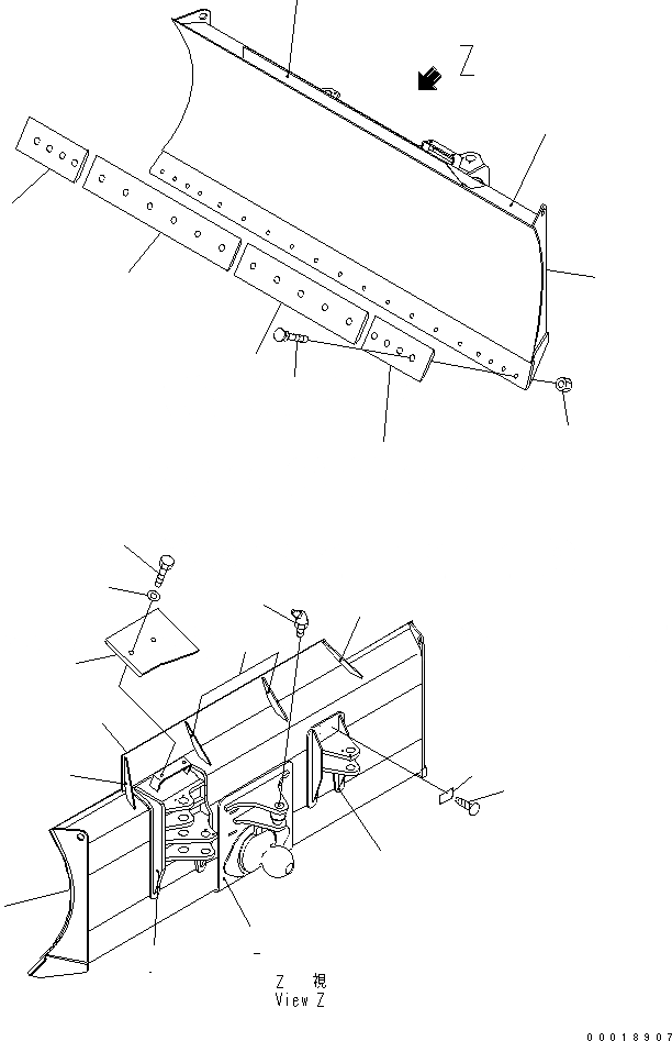 Схема запчастей Komatsu D31EX-21A-M - ОТВАЛ (ОТВ. С ИЗМ. УГЛОМ И НАКЛОНЯЕМ. DOZER) РАБОЧЕЕ ОБОРУДОВАНИЕ