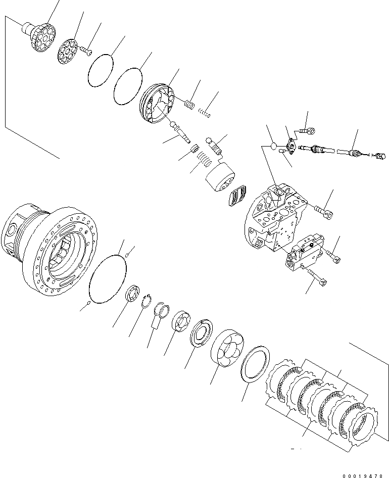 Схема запчастей Komatsu D31EX-21A-M - МОТОР ХОДА (/) (ЛЕВ.) ОСНОВН. КОМПОНЕНТЫ И РЕМКОМПЛЕКТЫ