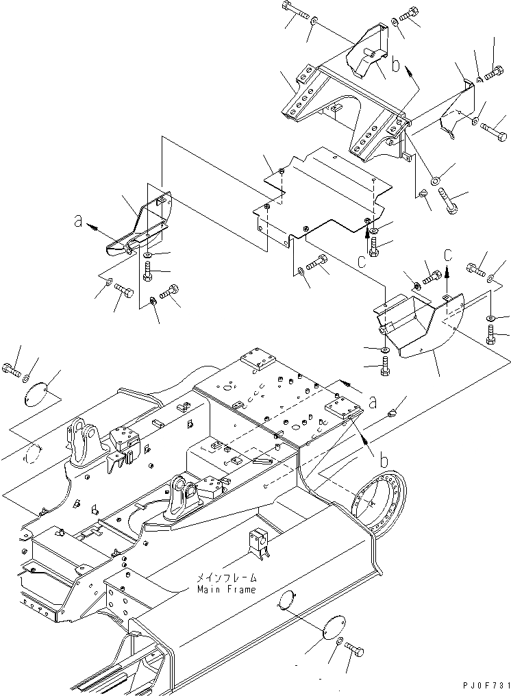 Схема запчастей Komatsu D31EX-21 - КРЫШКИ (ДЛЯ ПОВОРОТН. DRAWBER) ХОДОВАЯ