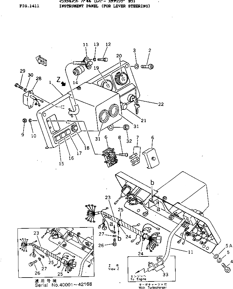 Схема запчастей Komatsu D31P-18A - ПАНЕЛЬ ПРИБОРОВ (ДЛЯ РЫЧАГ РУЛЕВ. УПРАВЛЕНИЕ) КОМПОНЕНТЫ ДВИГАТЕЛЯ И ЭЛЕКТРИКА