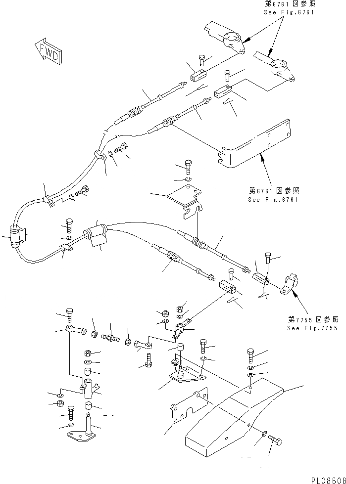 Схема запчастей Komatsu D31P-18A - ТЯГОВ. ЛЕБЕДКА МЕХ-М УПРАВЛ-Я УПРАВЛ-Е РАБОЧИМ ОБОРУДОВАНИЕМ
