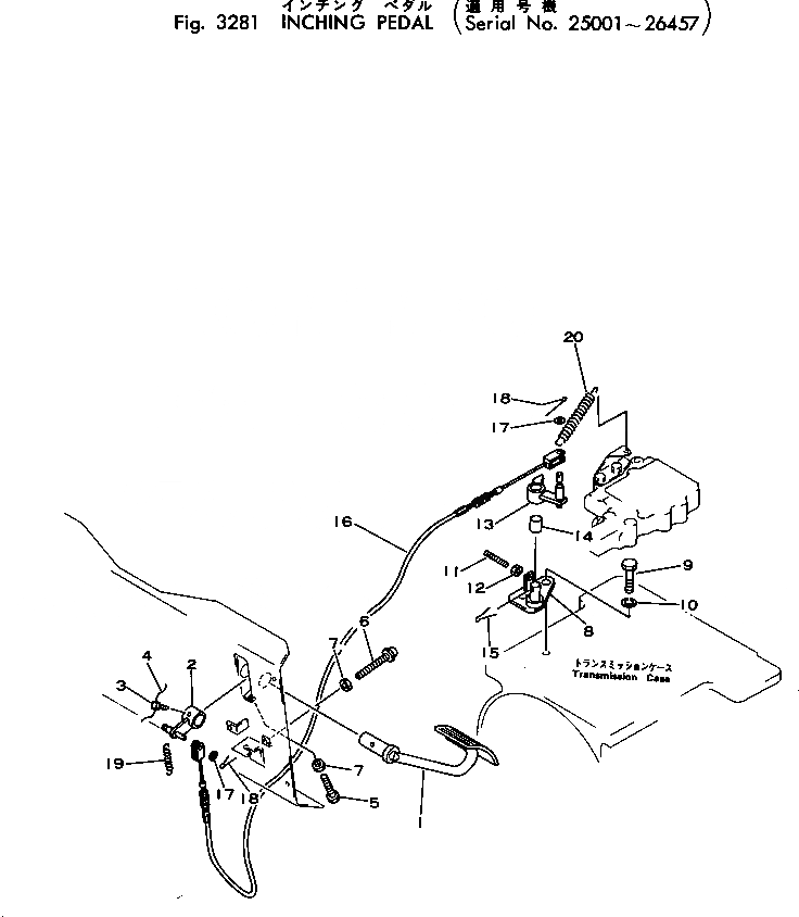 Схема запчастей Komatsu D31P-16A - ПЕДАЛЬ ТОЛЧКОВОГО РЕГУЛИР-Я(№-7) ДЕМПФЕР И ТРАНСМИССИЯ