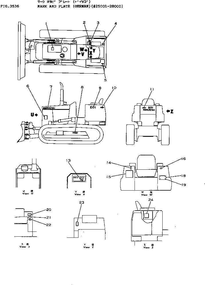 Схема запчастей Komatsu D31P-16A - МАРКИРОВКА (ПОРТУГАЛ.)(№-8) ЧАСТИ КОРПУСА