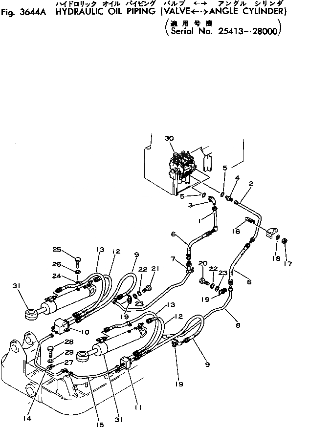Схема запчастей Komatsu D31P-16A - ГИДРАВЛ МАСЛОПРОВОДЯЩАЯ ЛИНИЯ (КЛАПАН - ЦИЛИНДР НАКЛОНА)(№-8) УПРАВЛ-Е РАБОЧИМ ОБОРУДОВАНИЕМ