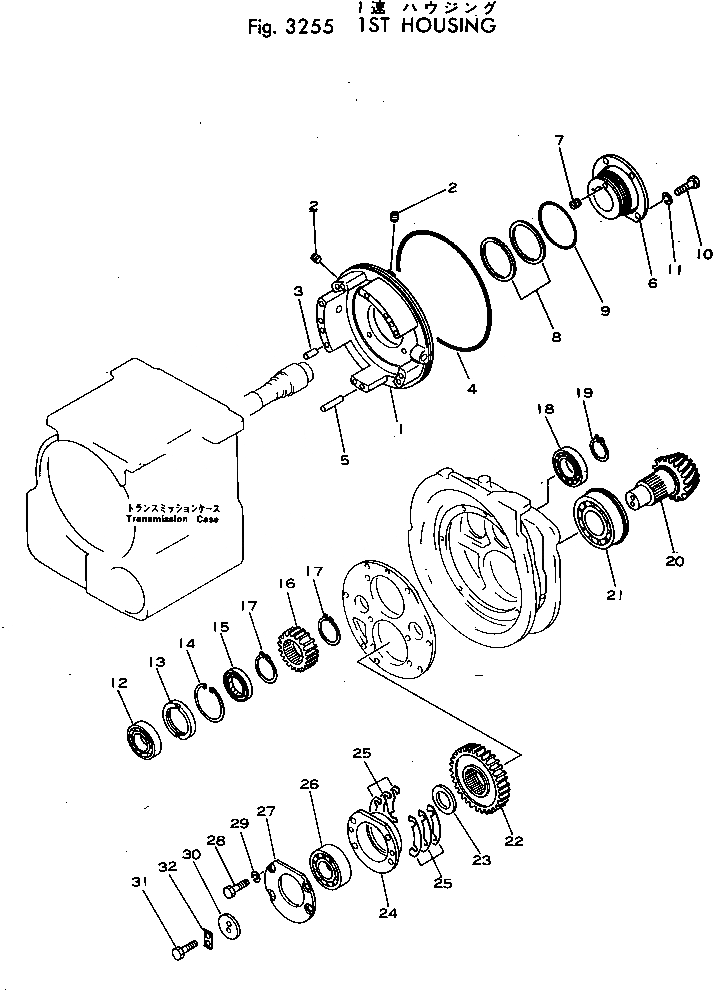Схема запчастей Komatsu D31P-16 - 1 КОЖУХ ДЕМПФЕР И ТРАНСМИССИЯ
