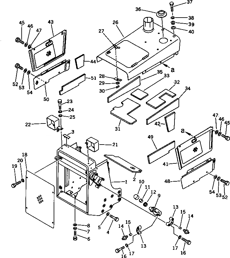 Схема запчастей Komatsu D31P-18 - ЗАЩИТА РАДИАТОРА AND КАПОТ (ШУМОПОДАВЛ. ДЛЯ EC)(№79-) ЧАСТИ КОРПУСА