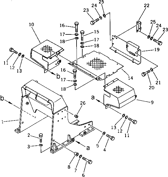 Схема запчастей Komatsu D31P-18 - ПОГРУЗ. РАМА И ПОЛ КАБИНЫ (КАБИНА ROPS) ЧАСТИ КОРПУСА