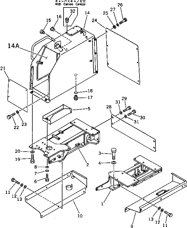 Схема запчастей Komatsu D31P-18 - ЗАДН. КРЫШКА И ГИДР. БАК. (ДЛЯ SHAKEN-BUHIN)(№8-) ЧАСТИ КОРПУСА
