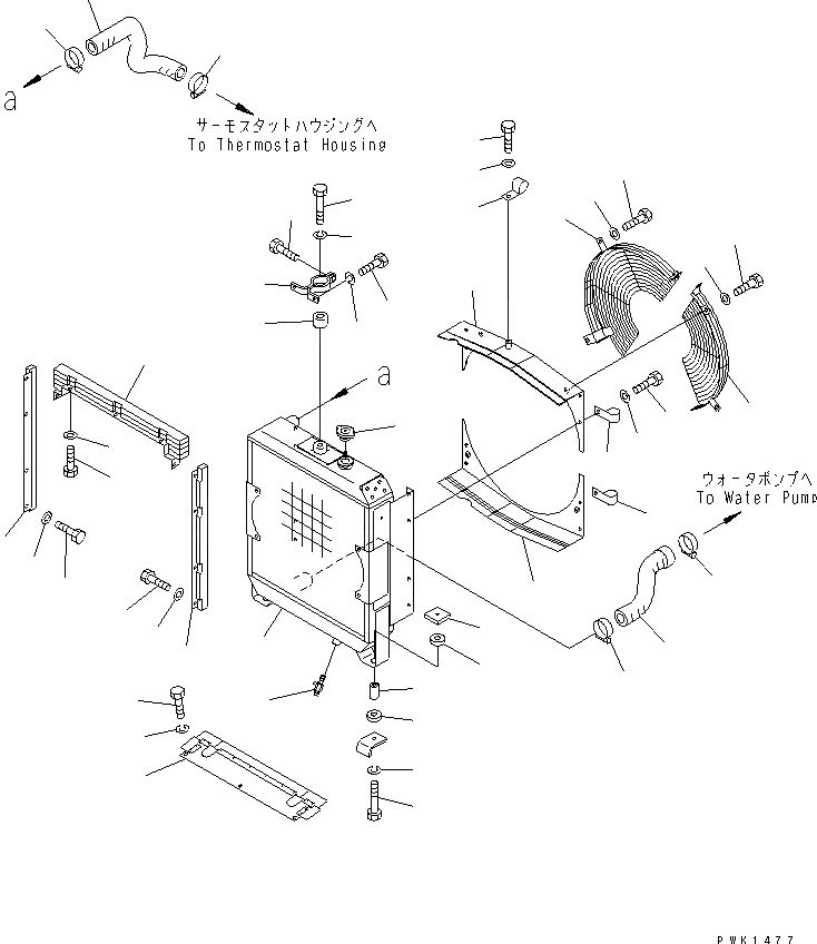 Схема запчастей Komatsu D31P-20A - РАДИАТОР И ТРУБЫ(№77-) СИСТЕМА ОХЛАЖДЕНИЯ