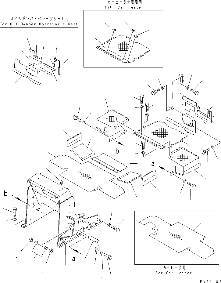 Схема запчастей Komatsu D31P-20A - ПОГРУЗ. РАМА И ПОЛ КАБИНЫ (КАБИНА ROPS) КАБИНА ОПЕРАТОРА И СИСТЕМА УПРАВЛЕНИЯ