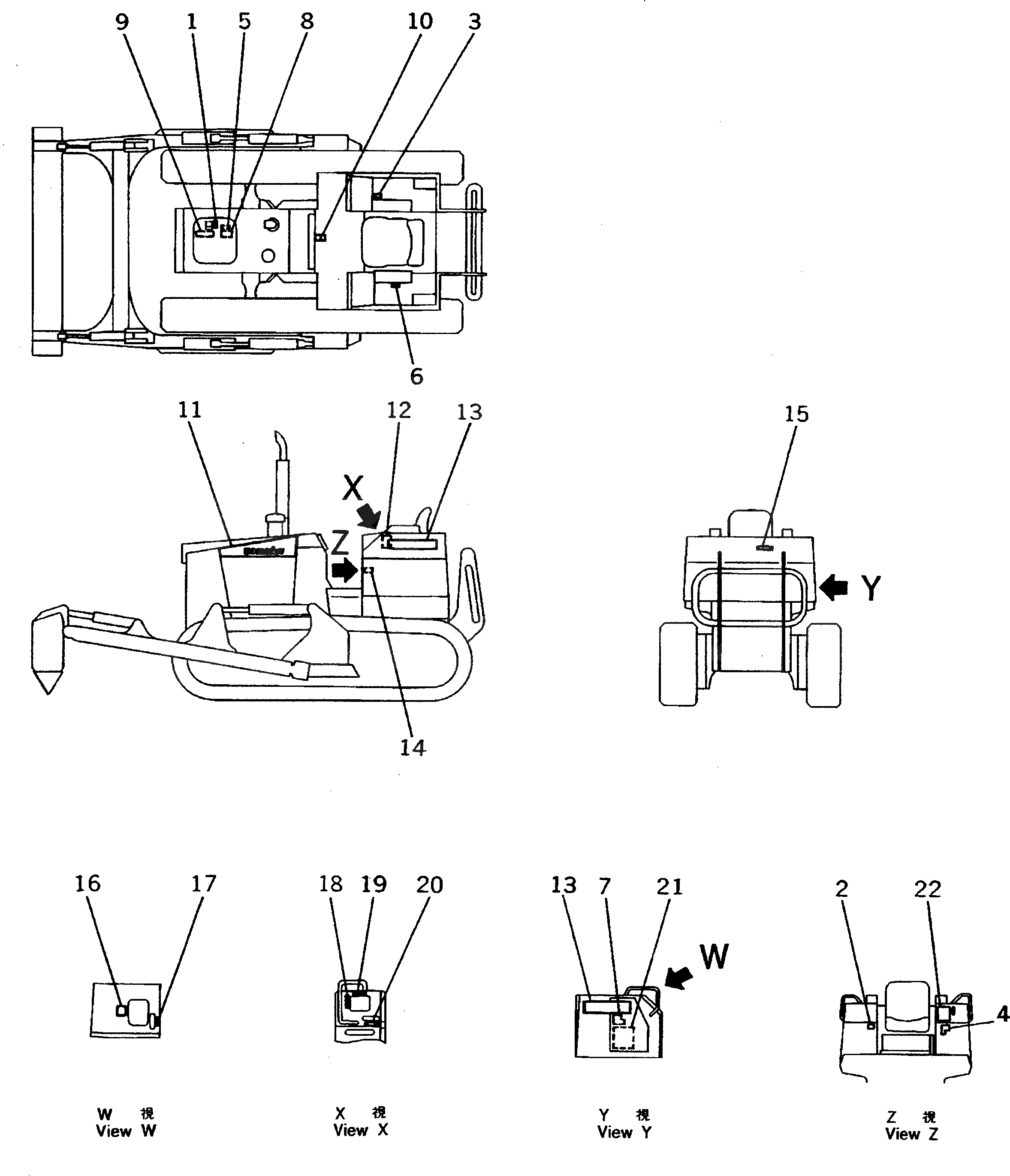 Схема запчастей Komatsu D31P-20T - МАРКИРОВКА (ЯПОН.) (ДЛЯ TОБОД КОЛЕСАMING DOZER)(№-89) МАРКИРОВКА
