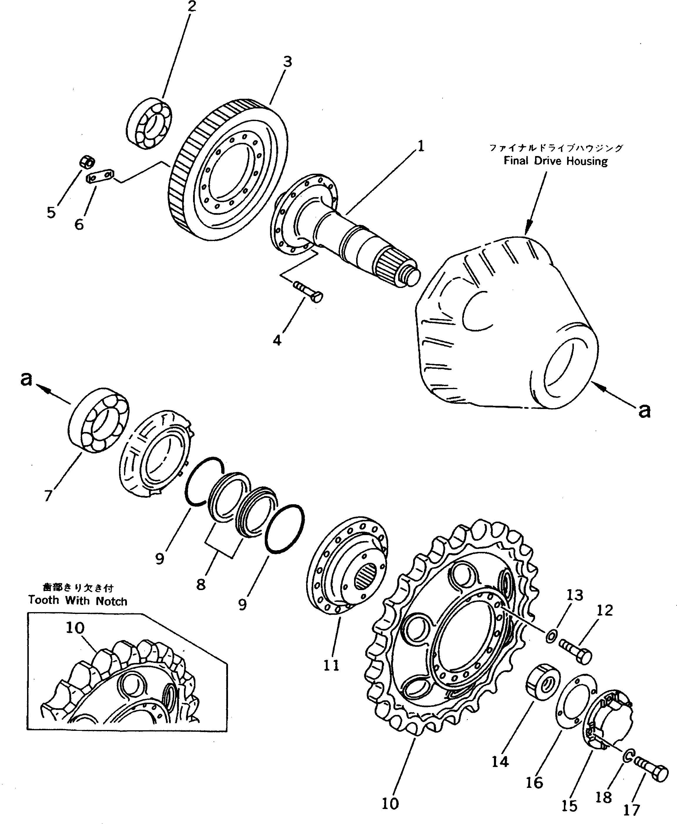 Схема запчастей Komatsu D31P-20A - ЗВЕЗДОЧКА И ВАЛ СИЛОВАЯ ПЕРЕДАЧА И КОНЕЧНАЯ ПЕРЕДАЧА