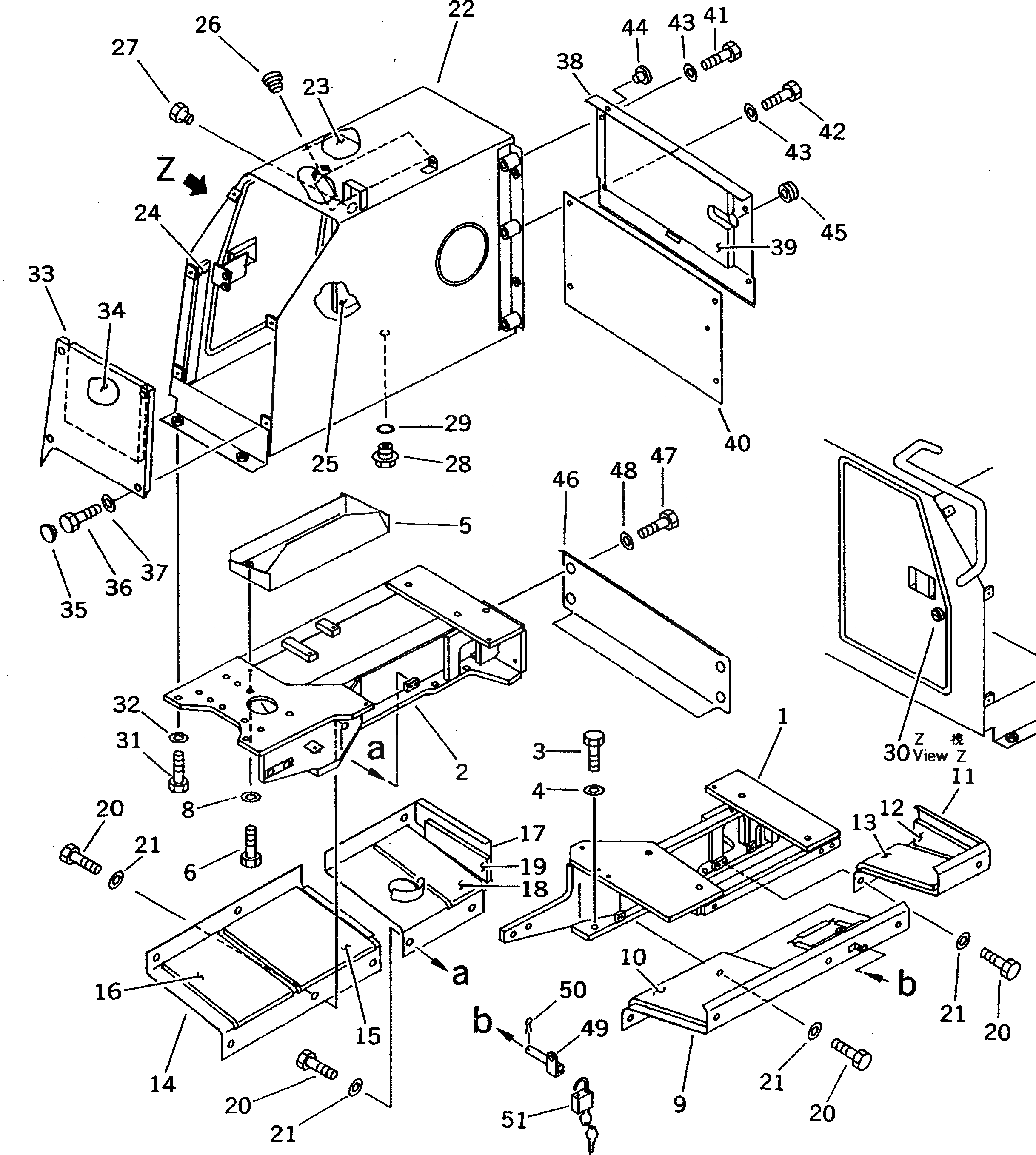 Схема запчастей Komatsu D31P-20A - ЗАДН. КРЫШКА И ГИДР. БАК. (ШУМОПОДАВЛ. ДЛЯ EC)(№-) ЧАСТИ КОРПУСА