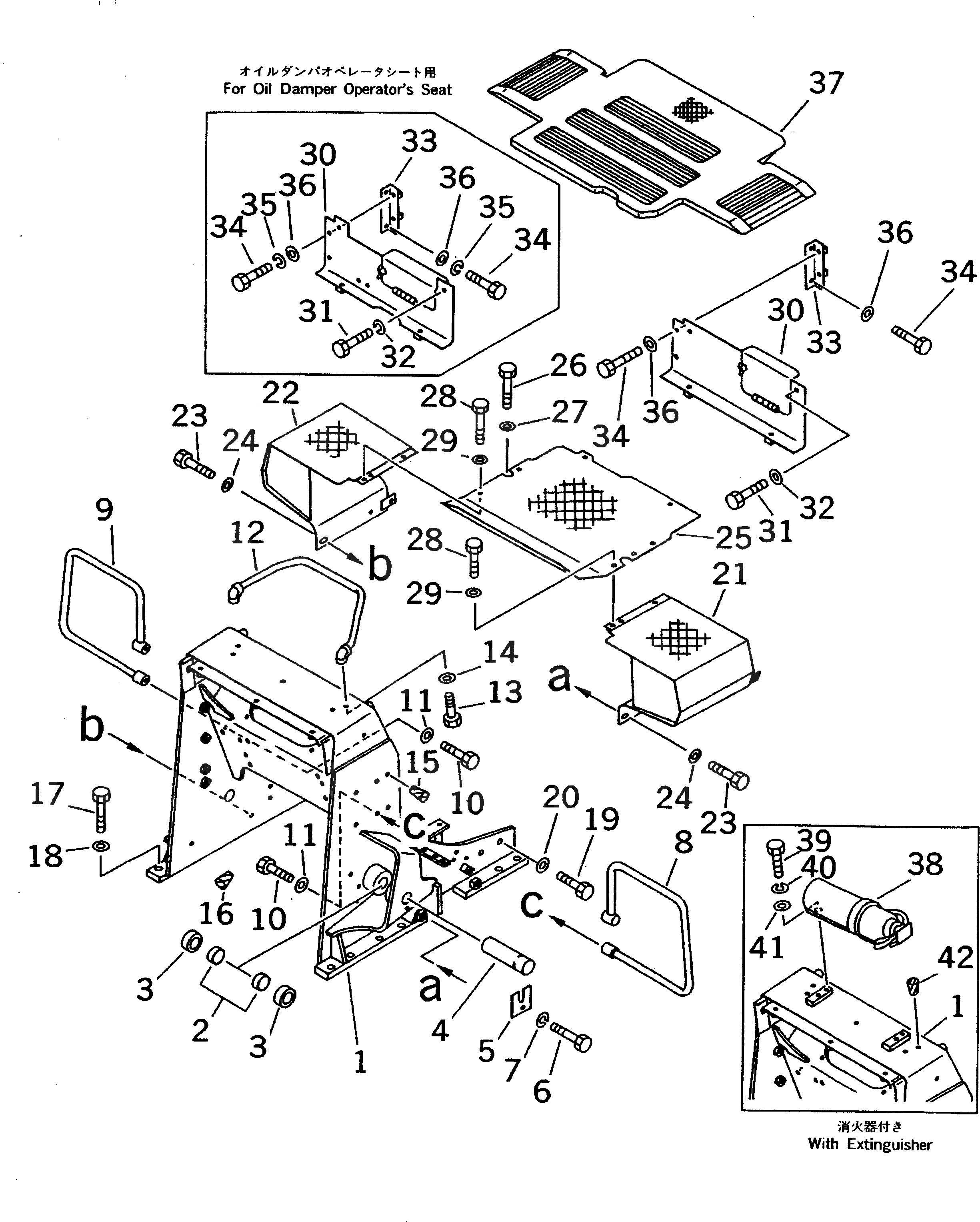 Схема запчастей Komatsu D31PG-20A - ПОГРУЗ. РАМА И ПОЛ КАБИНЫ КАБИНА ОПЕРАТОРА И СИСТЕМА УПРАВЛЕНИЯ