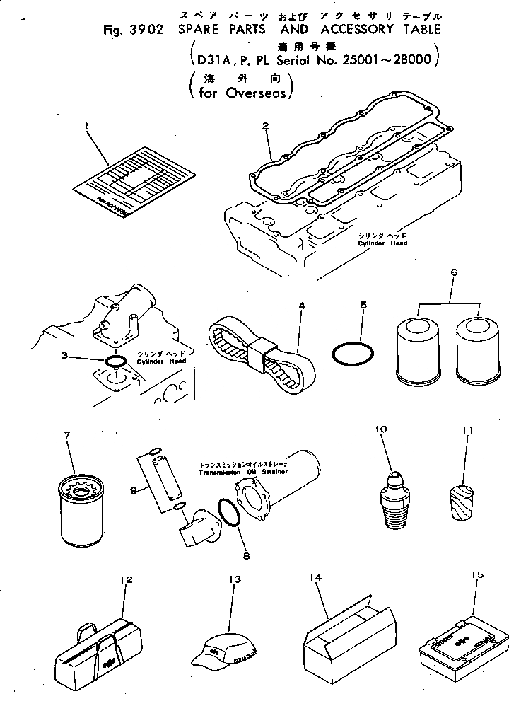 Схема запчастей Komatsu D31PL-16 - ЗАП. ЧАСТИ И АКСЕССУАРЫ TABLE (КРОМЕ ЯПОН.)(№-8) ИНСТРУМЕНТ И РЕМКОМПЛЕКТЫ