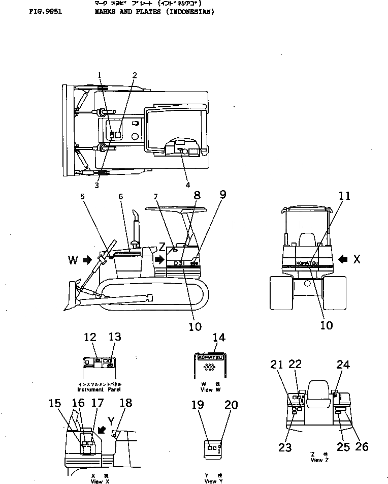 Схема запчастей Komatsu D31PL-18 - МАРКИРОВКА (ИНДОНЕЗИЯ) МАРКИРОВКА¤ ИНСТРУМЕНТ И РЕМКОМПЛЕКТЫ