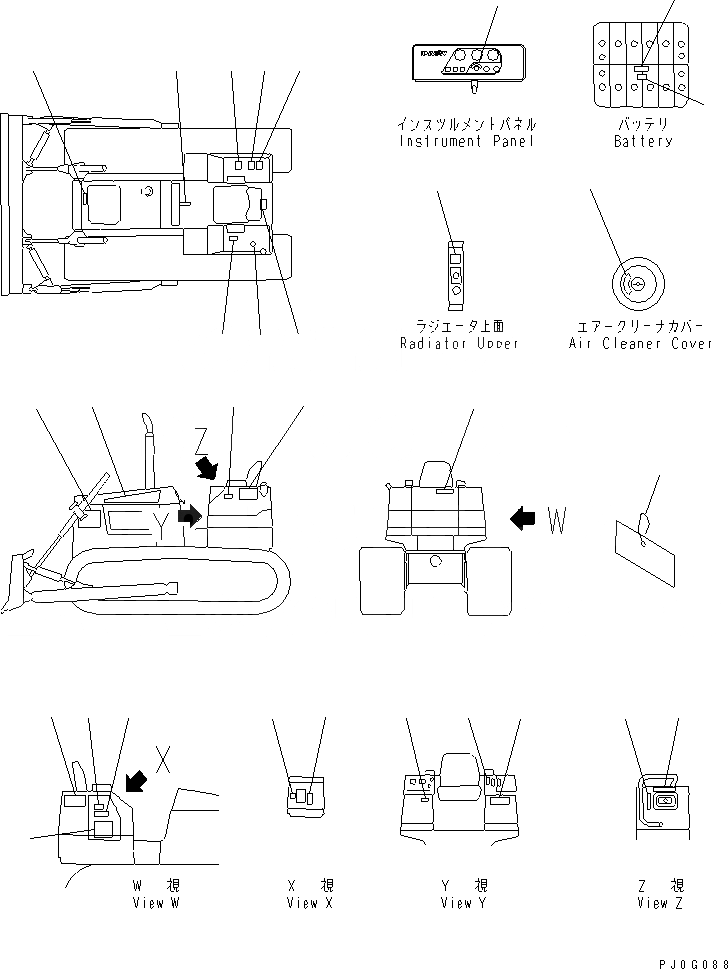 Схема запчастей Komatsu D31PL-20 - МАРКИРОВКА (АНГЛ.)(№77-) МАРКИРОВКА