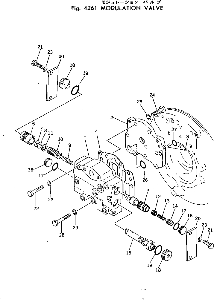 Схема запчастей Komatsu D31PL-17 - КЛАПАН УПРАВЛЕНИЯ ТРАНСМИССИЕЙ (MODULATION) ДЕМПФЕР И ТРАНСМИССИЯ