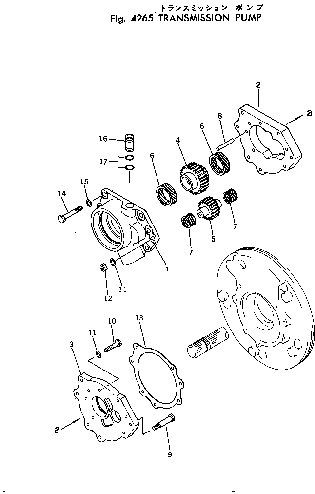 Схема запчастей Komatsu D31PL-17 - НАСОС ТРАНСМИССИИ ДЕМПФЕР И ТРАНСМИССИЯ