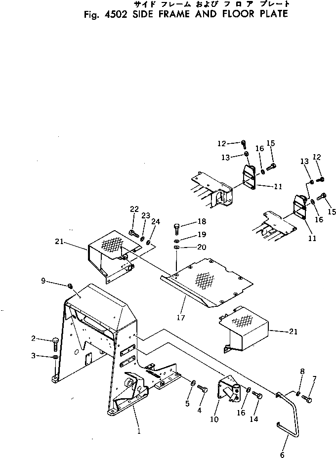 Схема запчастей Komatsu D31PL-17 - РАМА И ПОЛ КАБИНЫ ЧАСТИ КОРПУСА