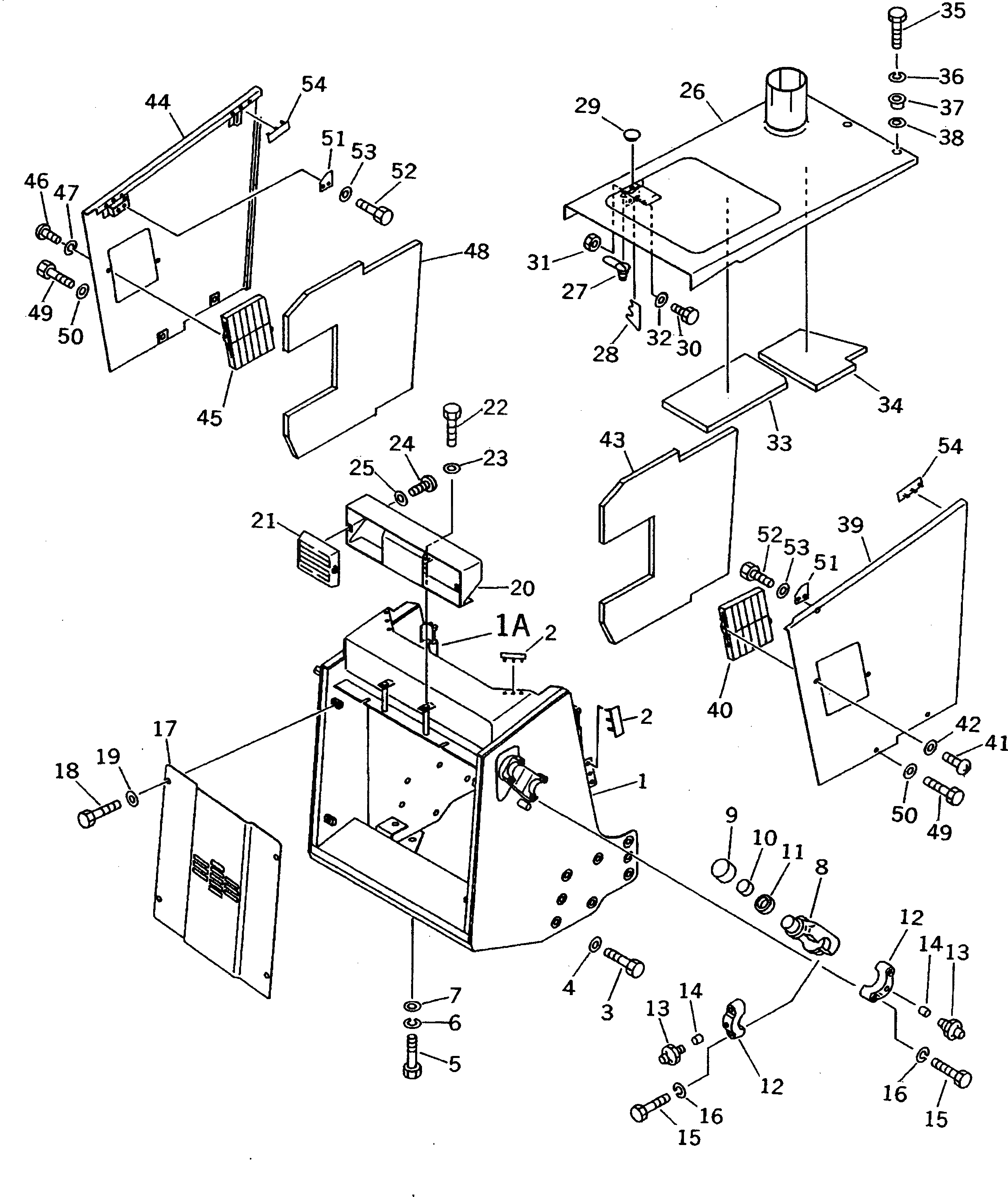 Схема запчастей Komatsu D31PL-20 - ЗАЩИТА РАДИАТОРА AND КАПОТ(№-7) ЧАСТИ КОРПУСА