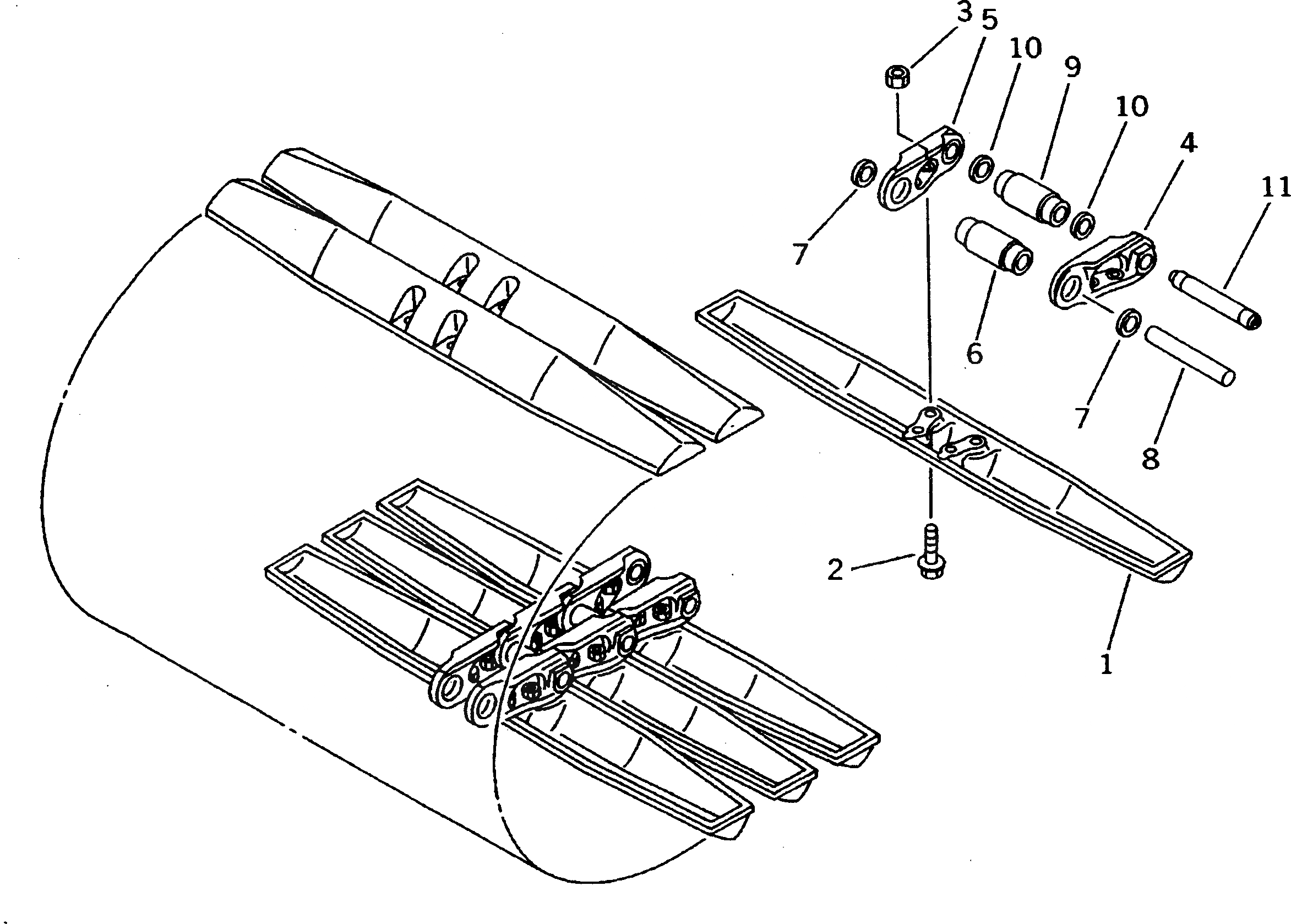 Схема запчастей Komatsu D31PLL-18 - ГУСЕНИЦЫ (СО СЦЕПНЫМ ПАЛЬЦЕМ) (БОЛОТН.) ГУСЕНИЦЫ