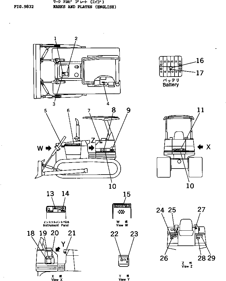 Схема запчастей Komatsu D31PLL-18 - МАРКИРОВКА (АНГЛ.) МАРКИРОВКА¤ ИНСТРУМЕНТ И РЕМКОМПЛЕКТЫ