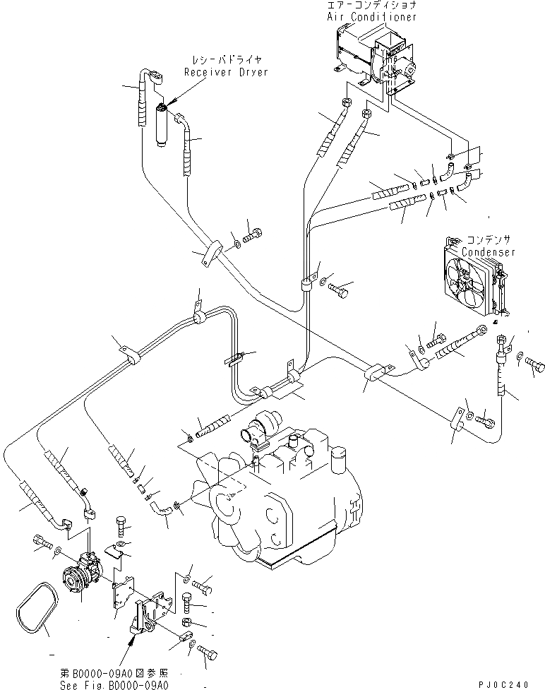 Схема запчастей Komatsu D31PX-21 - КОНДИЦ. ВОЗДУХА (КОМПРЕССОР) КОМПОНЕНТЫ ДВИГАТЕЛЯ