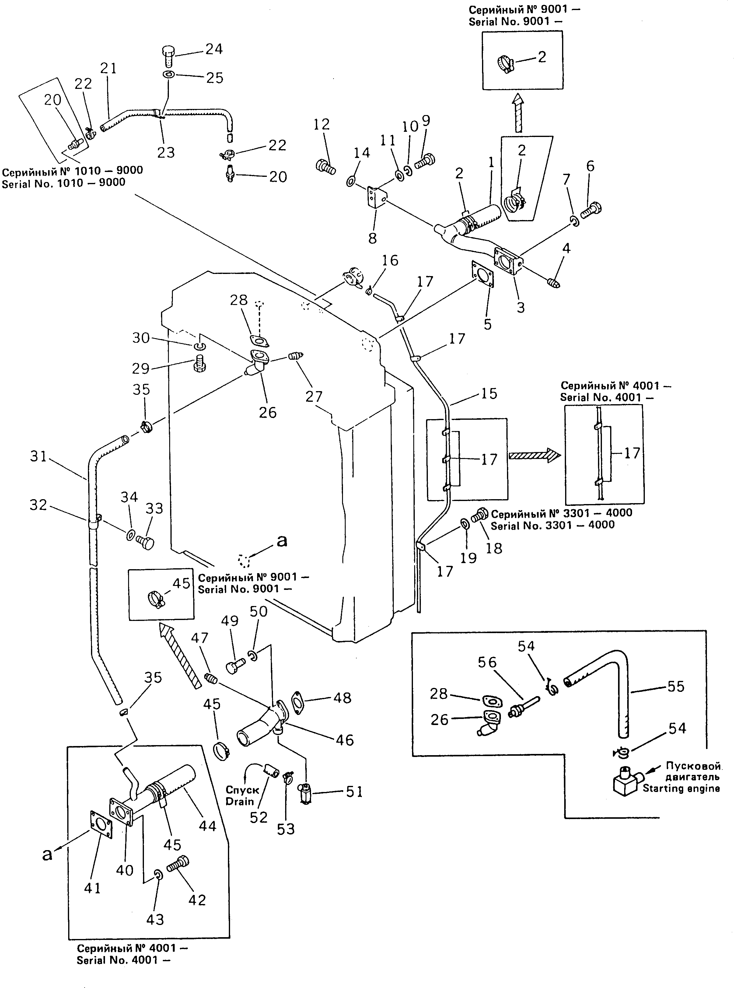 Схема запчастей Komatsu D355A-3X - СИСТЕМА ТРУБ РАДИАТОРА(№9-) КОМПОНЕНТЫ ДВИГАТЕЛЯ И ЭЛЕКТРИКА