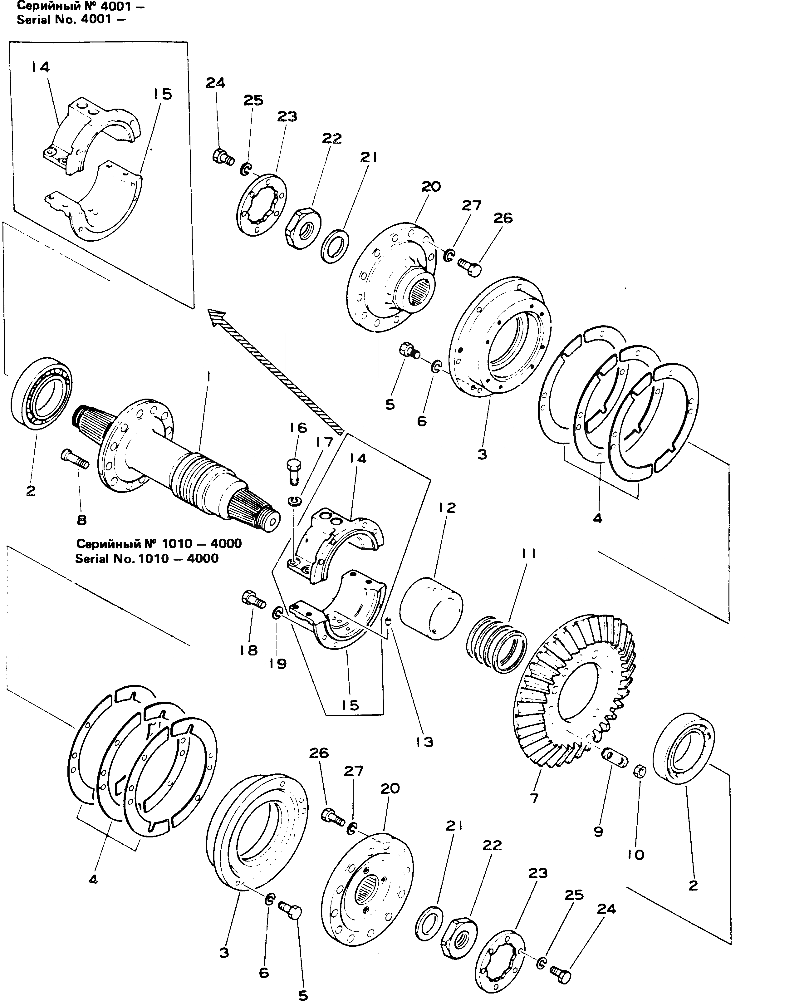 Схема запчастей Komatsu D355A-3X - КОНИЧЕСКАЯ ПЕРЕДАЧА С ВАЛОМ(№-) ГУСЕНИЦЫ