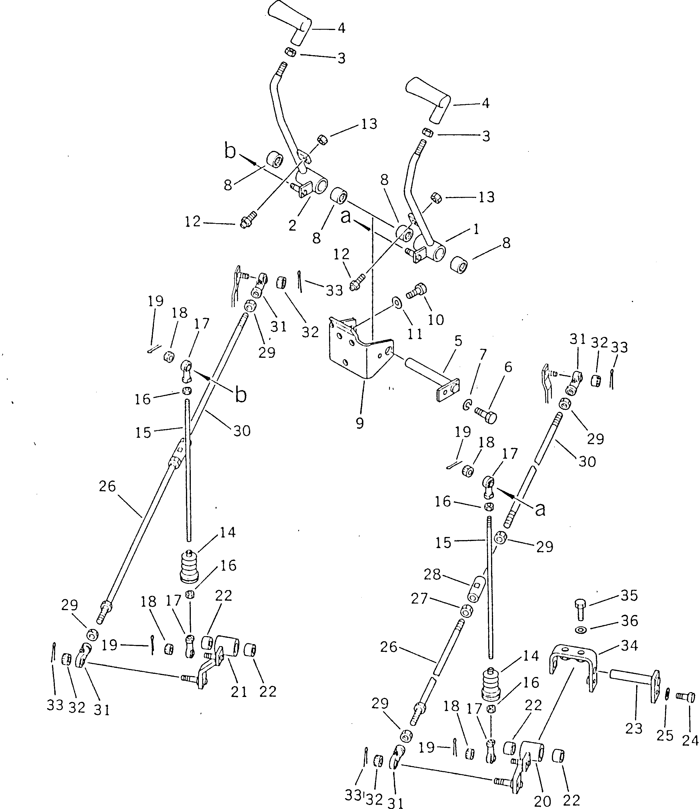 Схема запчастей Komatsu D355A-3X - РЫЧАГ УПРАВЛЕНИЯ ПОВОРОТОМ(№9-) ГУСЕНИЦЫ