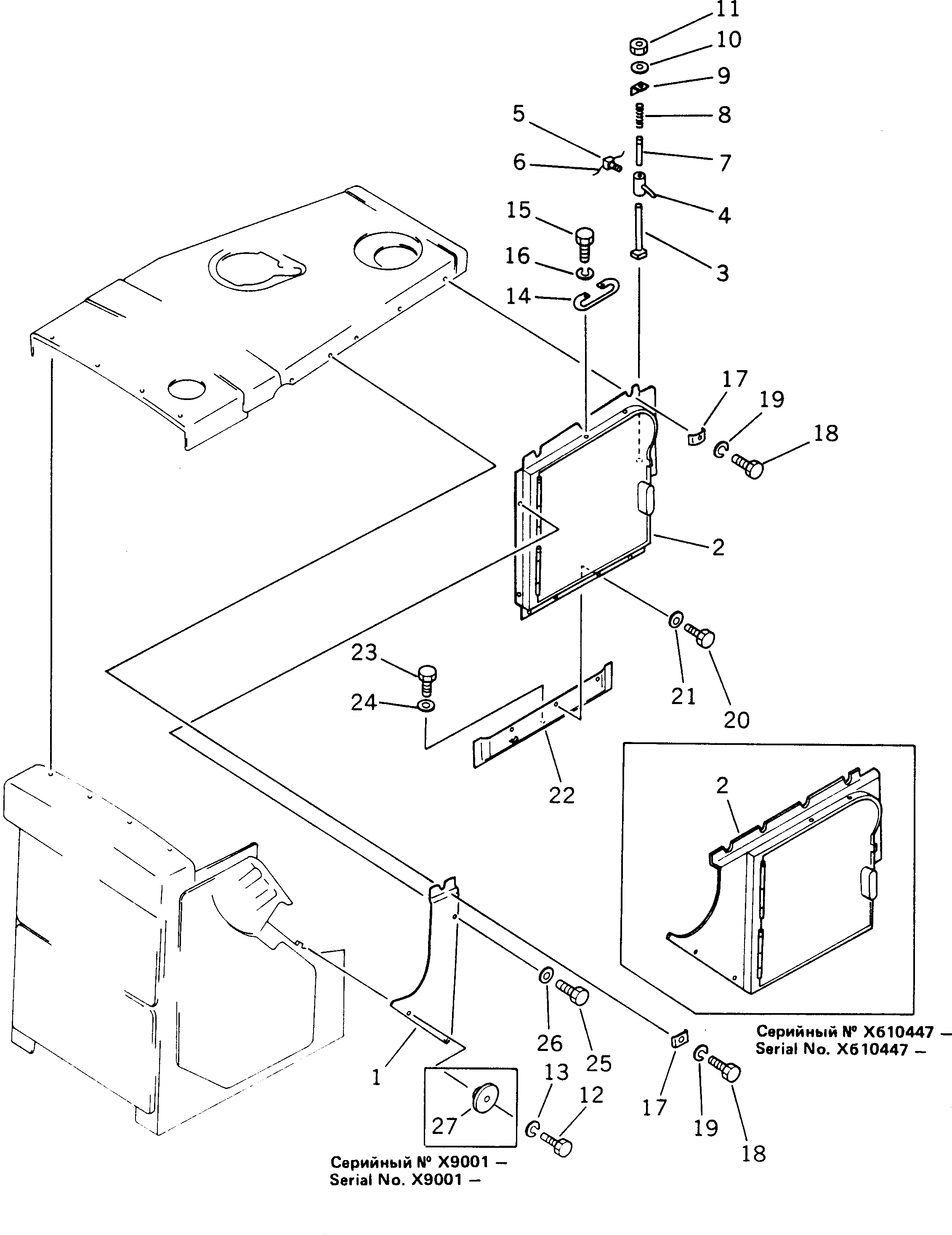 Схема запчастей Komatsu D355A-3X - БОКОВ. КРЫШКА ЛЕВ.(№-) ЧАСТИ КОРПУСА
