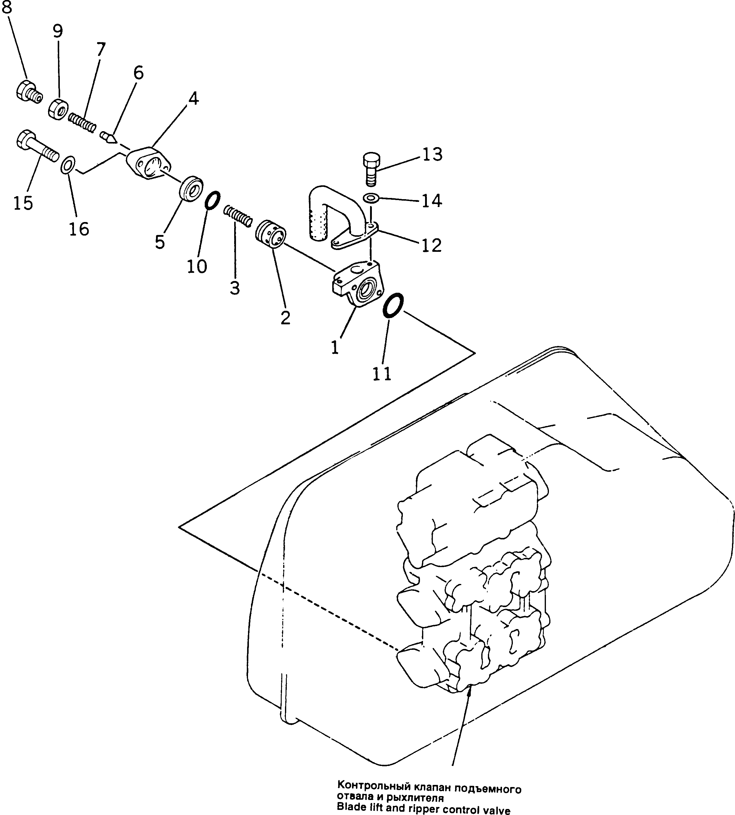 Схема запчастей Komatsu D355A-3X - ОСНОВН. РАЗГРУЗ. КЛАПАН(№-) УПРАВЛ-Е РАБОЧИМ ОБОРУДОВАНИЕМ