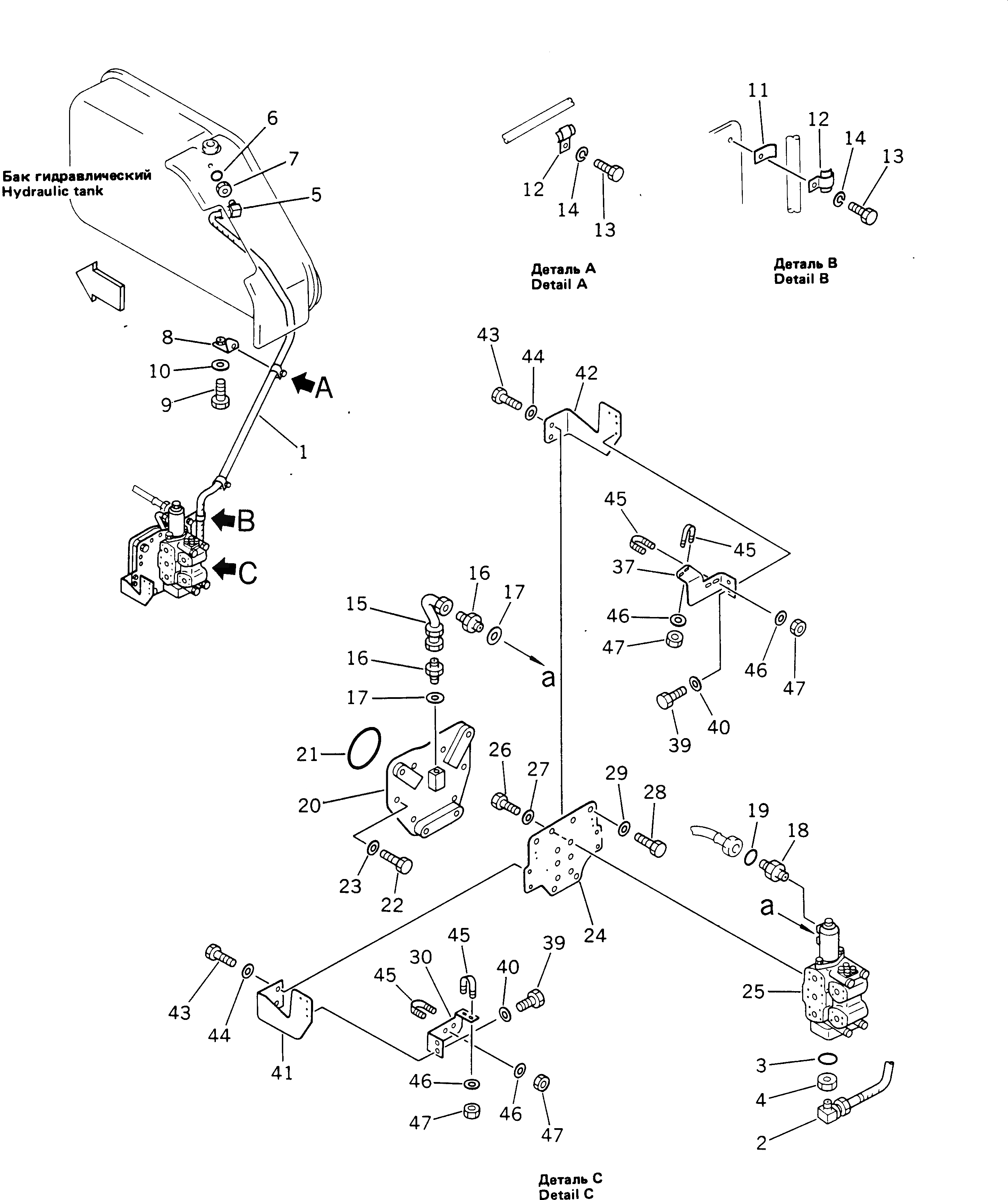 Схема запчастей Komatsu D355A-3X - УПРАВЛ-Е РЫХЛИТЕЛЕМ КЛАПАН ТРУБЫ(№9-) РАБОЧЕЕ ОБОРУДОВАНИЕ