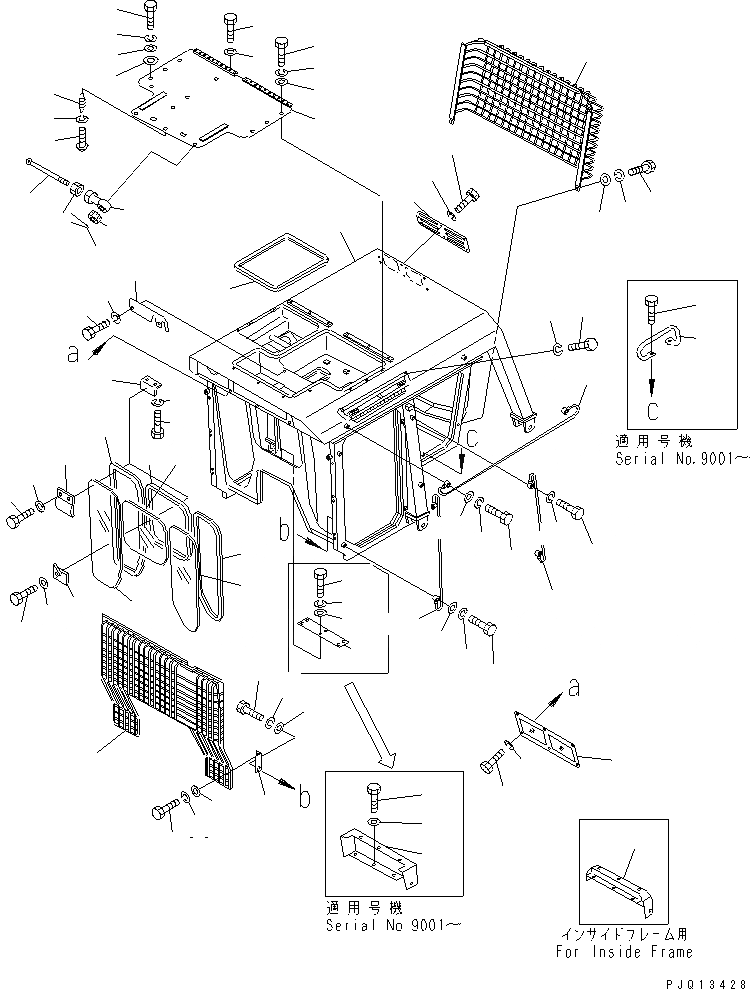 Схема запчастей Komatsu D355A-3X - КАБИНА (/) (ДЛЯ ДВОЙН. ЗАЩИТН. ОКНА)(№-) ОПЦИОННЫЕ КОМПОНЕНТЫ