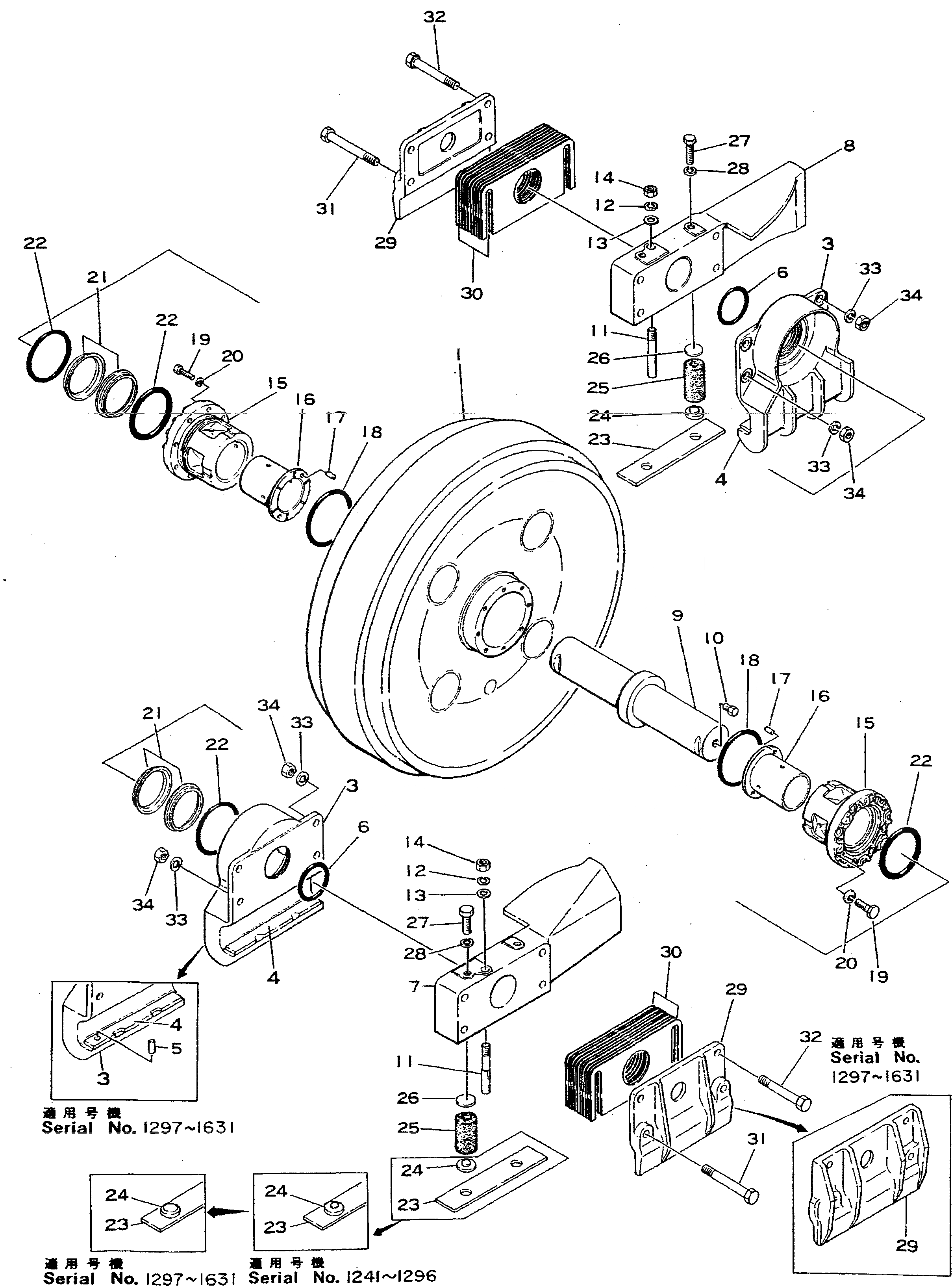 Схема запчастей Komatsu D355A-3 - ЛЕНИВЕЦ(№-) ГУСЕНИЦЫ