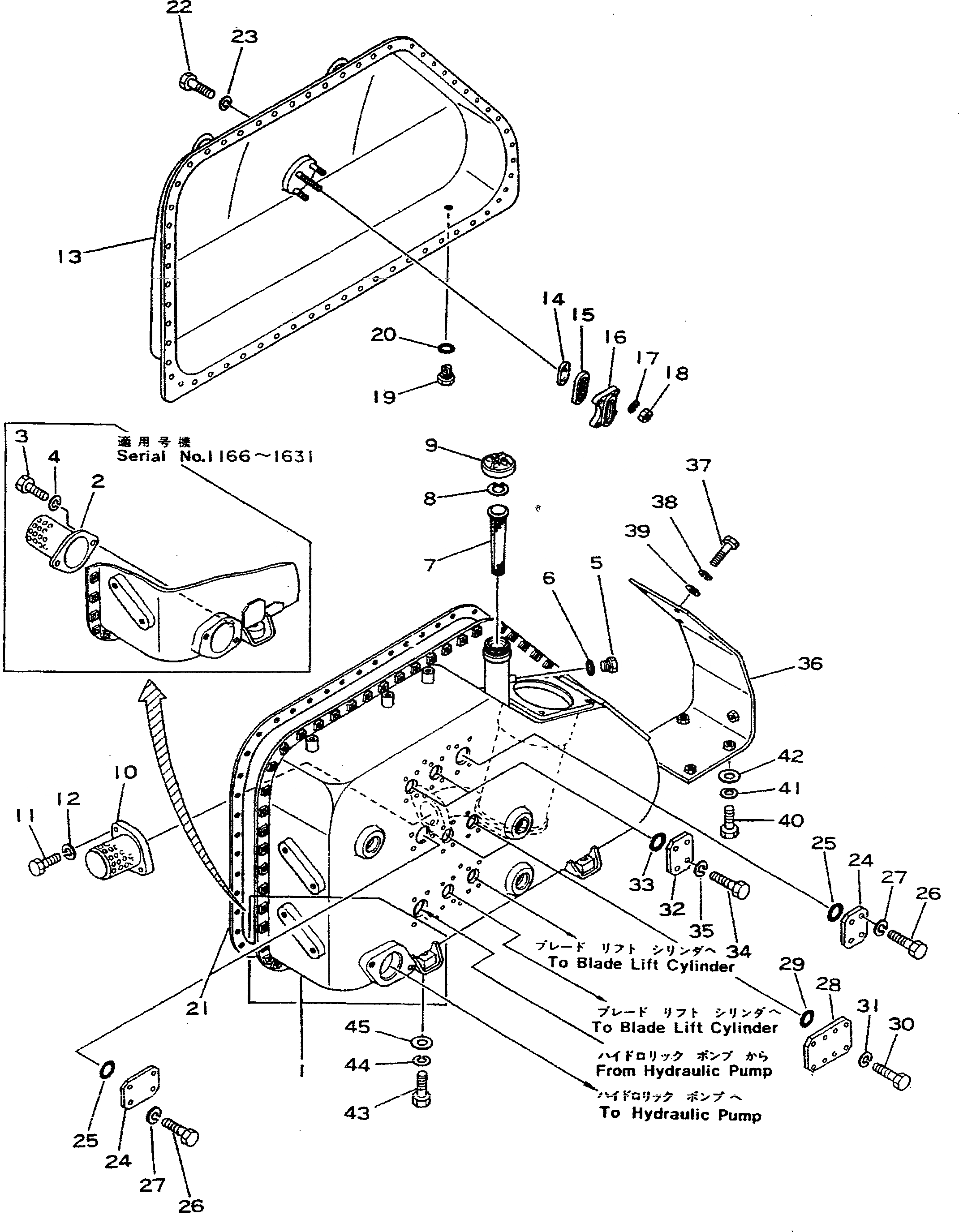 Схема запчастей Komatsu D355A-3 - ГИДР. БАК. (/)(№-) УПРАВЛ-Е РАБОЧИМ ОБОРУДОВАНИЕМ