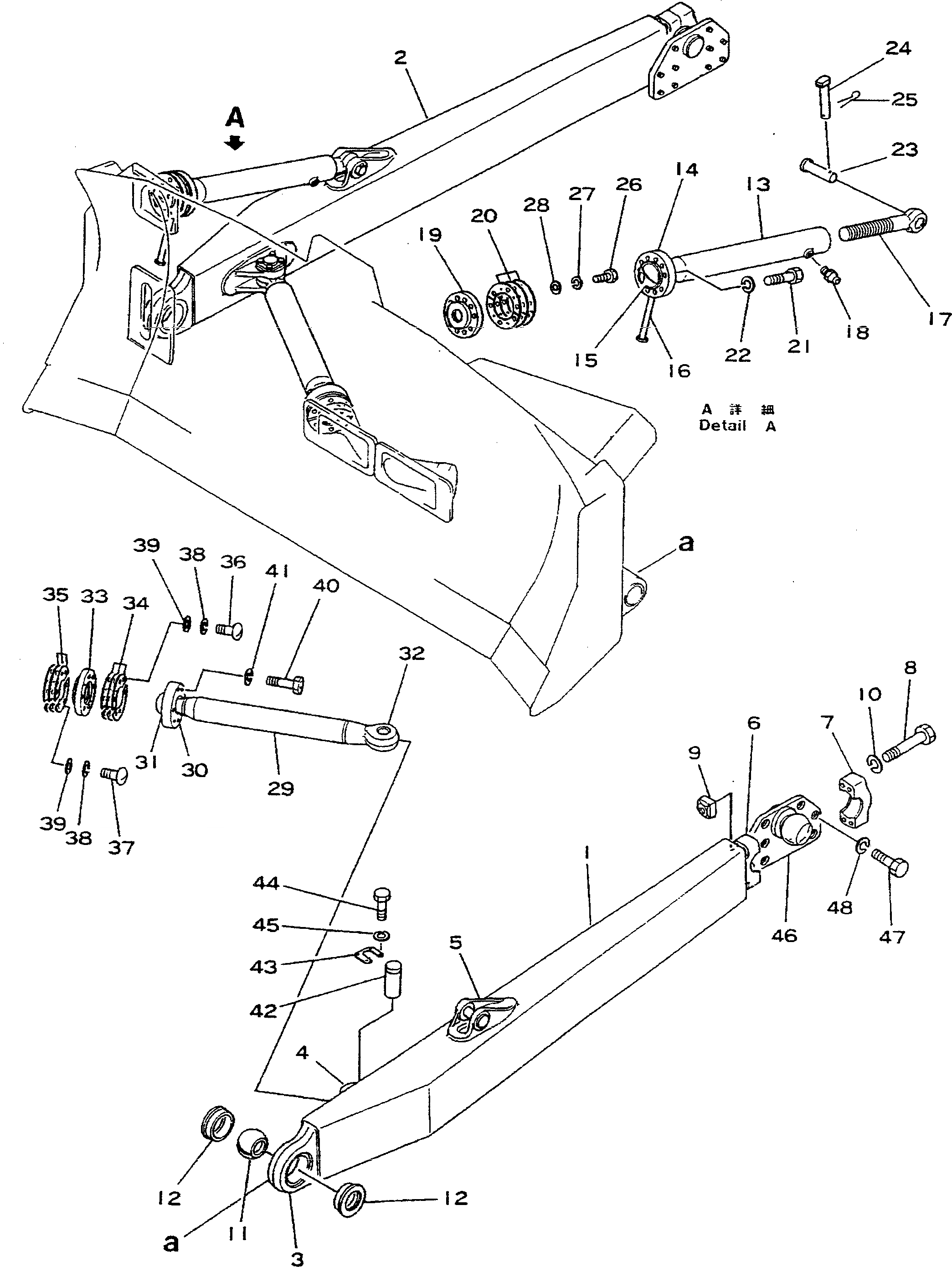 Схема запчастей Komatsu D355A-3 - РАМА ОТВАЛА(№-) РАБОЧЕЕ ОБОРУДОВАНИЕ