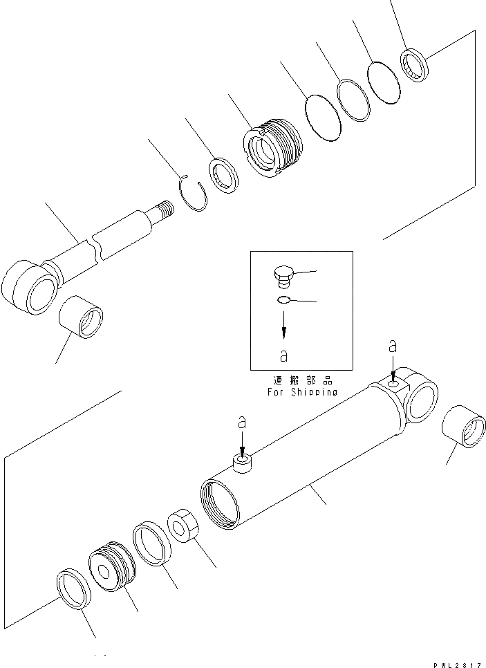 Схема запчастей Komatsu D355A-3 - ЦИЛИНДР СТОПОРН. ПАЛЬЦА(№7-) РАБОЧЕЕ ОБОРУДОВАНИЕ