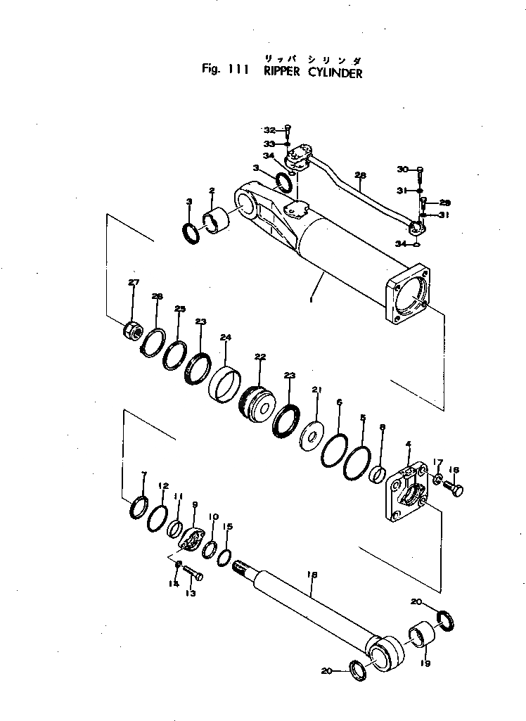 Схема запчастей Komatsu D355A-3 - ЦИЛИНДР РЫХЛИТЕЛЯ (ФИКС. 1-СТОЕЧН.) РАБОЧЕЕ ОБОРУДОВАНИЕ
